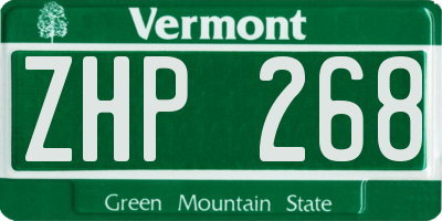 VT license plate ZHP268