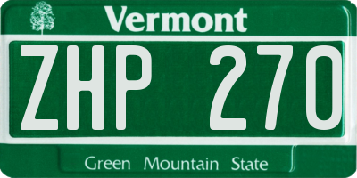 VT license plate ZHP270