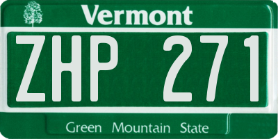 VT license plate ZHP271