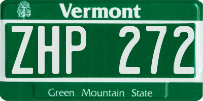 VT license plate ZHP272