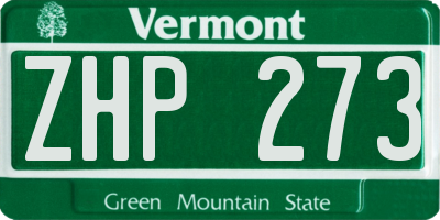 VT license plate ZHP273
