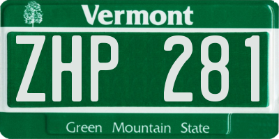 VT license plate ZHP281