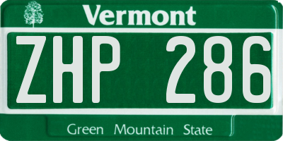 VT license plate ZHP286