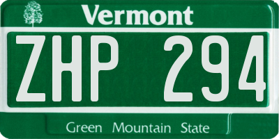 VT license plate ZHP294