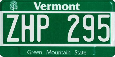 VT license plate ZHP295