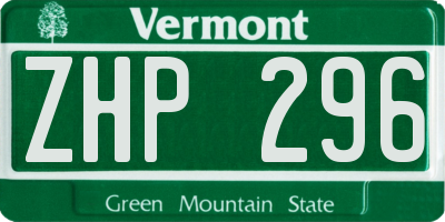 VT license plate ZHP296