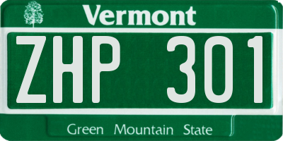 VT license plate ZHP301
