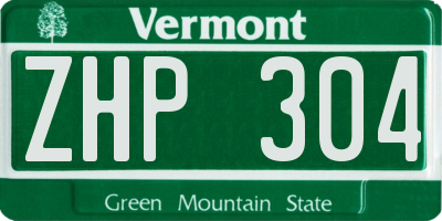 VT license plate ZHP304