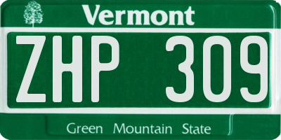 VT license plate ZHP309