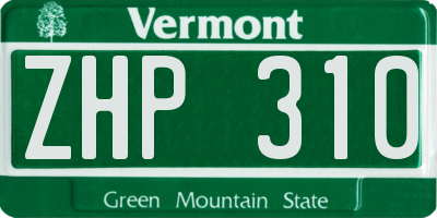 VT license plate ZHP310