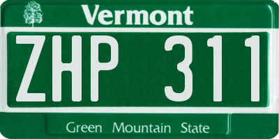 VT license plate ZHP311