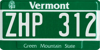 VT license plate ZHP312