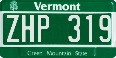 VT license plate ZHP319