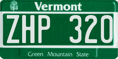 VT license plate ZHP320
