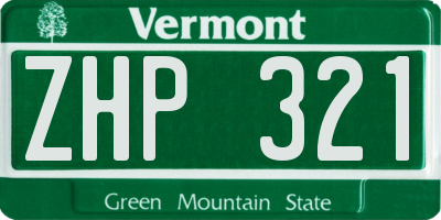 VT license plate ZHP321