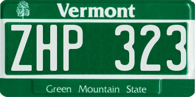 VT license plate ZHP323