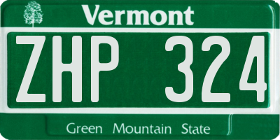 VT license plate ZHP324