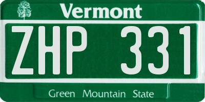 VT license plate ZHP331
