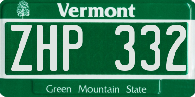 VT license plate ZHP332