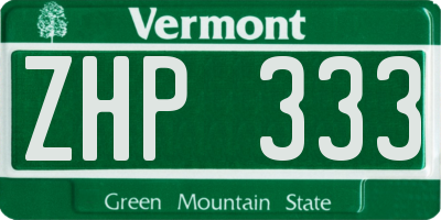 VT license plate ZHP333