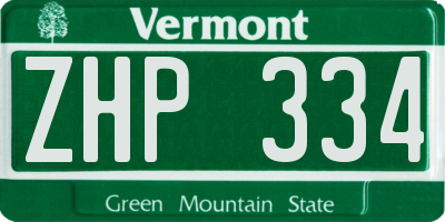 VT license plate ZHP334