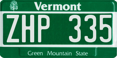 VT license plate ZHP335