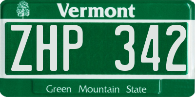 VT license plate ZHP342
