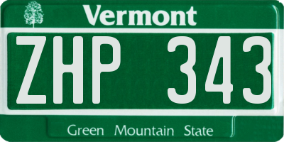 VT license plate ZHP343