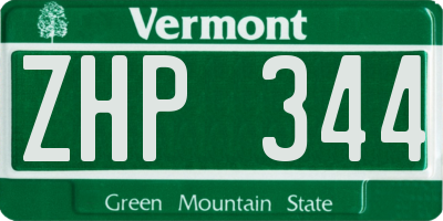 VT license plate ZHP344