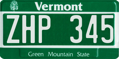 VT license plate ZHP345