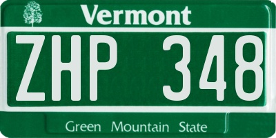 VT license plate ZHP348