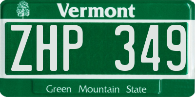 VT license plate ZHP349