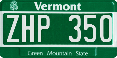 VT license plate ZHP350