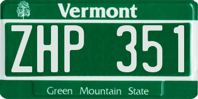 VT license plate ZHP351