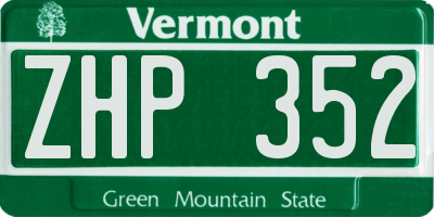 VT license plate ZHP352