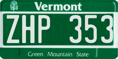 VT license plate ZHP353