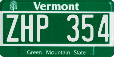 VT license plate ZHP354