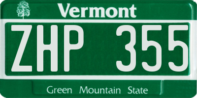 VT license plate ZHP355