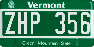 VT license plate ZHP356