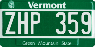 VT license plate ZHP359