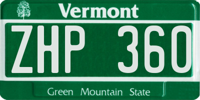 VT license plate ZHP360