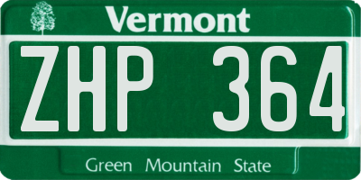 VT license plate ZHP364