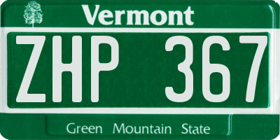 VT license plate ZHP367