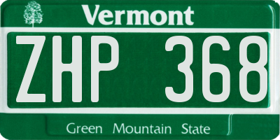 VT license plate ZHP368