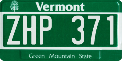 VT license plate ZHP371