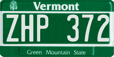 VT license plate ZHP372