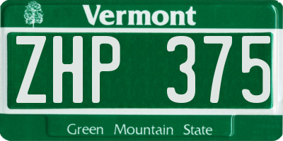 VT license plate ZHP375