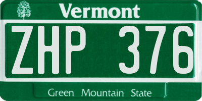 VT license plate ZHP376
