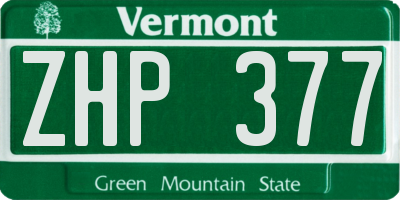 VT license plate ZHP377