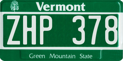 VT license plate ZHP378